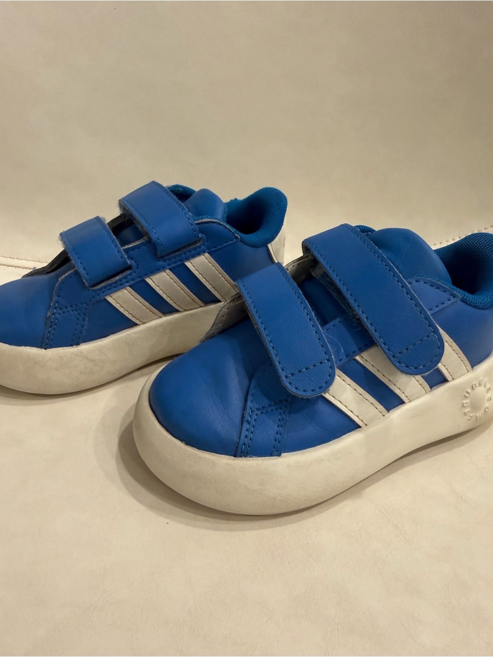 Toddler Adidas Blue and White Velcro Sneakers - Toddler Size 7